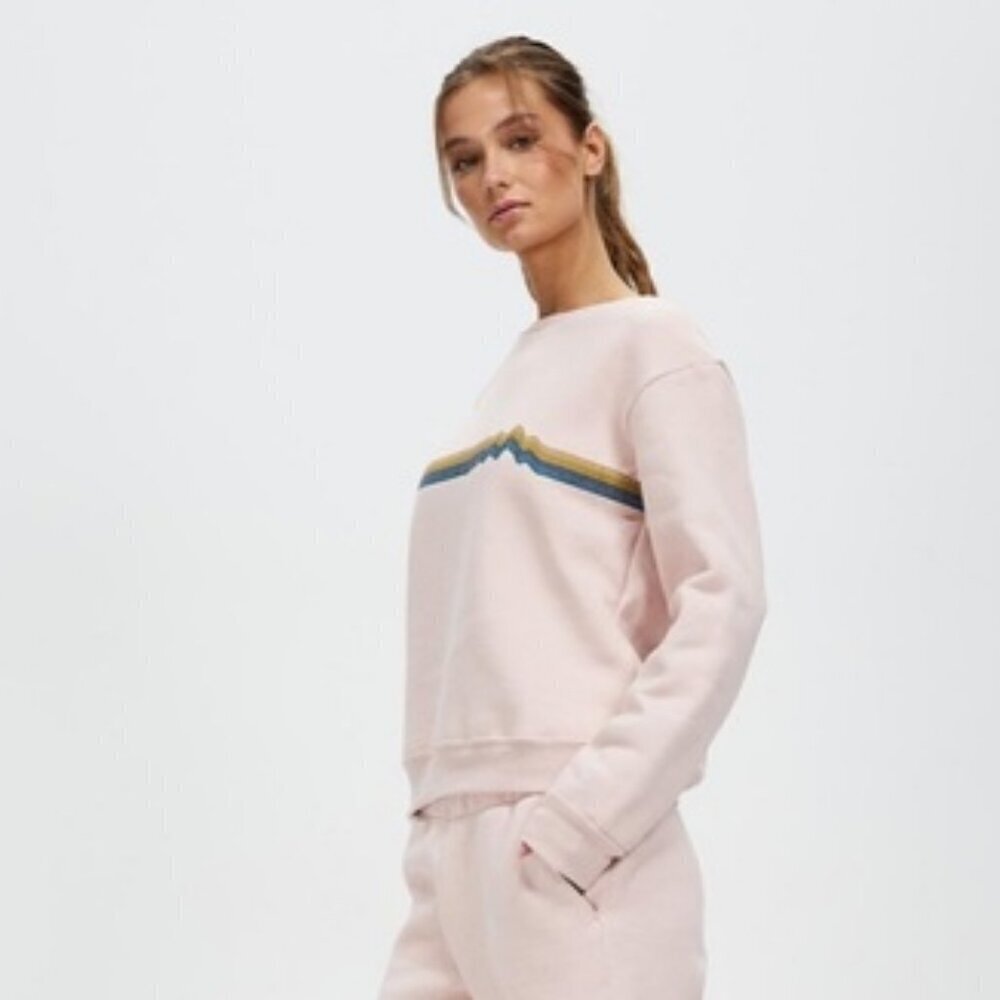 Patagonia Light Pink Crewneck Sweatshirt with Multicolor Chest Stripe